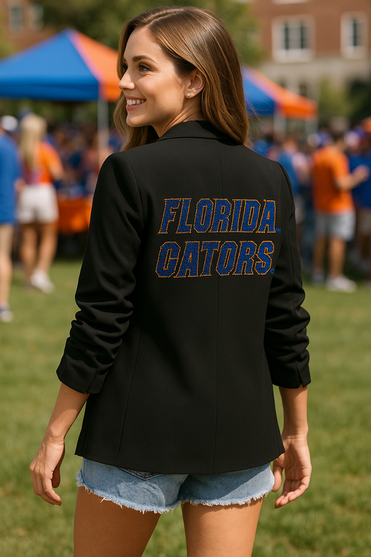 Licensed Game Day, Black Blazer, Univ of Florida Gators Script