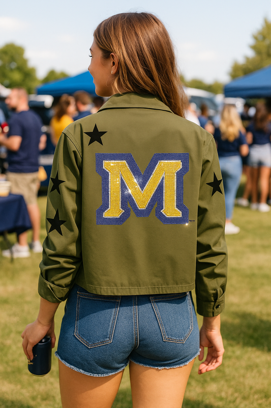 Licensed Game Day Shacket, Army Green, Montana State Block M