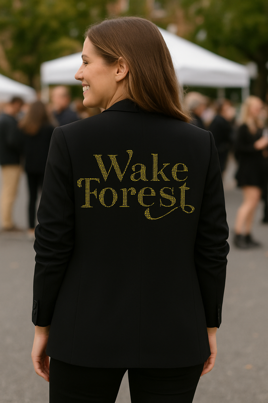 Licensed Game Day Blazer, Ruched Black, Wake Forest Script