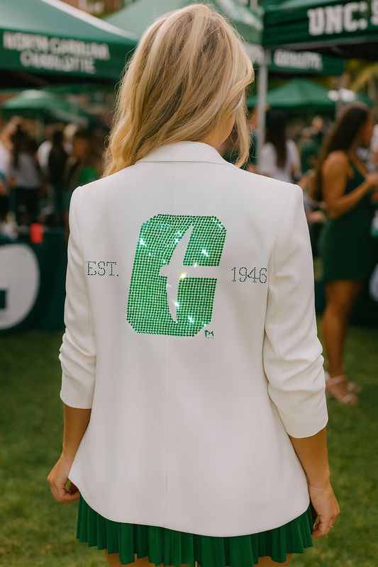 Licensed Game Day, White Blazer, Univ of N Carolina Charlotte Est 1946