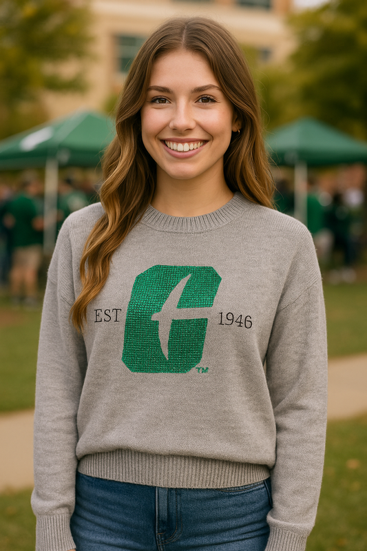 Licensed Game Day Sweater, Gray, Univ of N Carolina Charlotte Est 1946