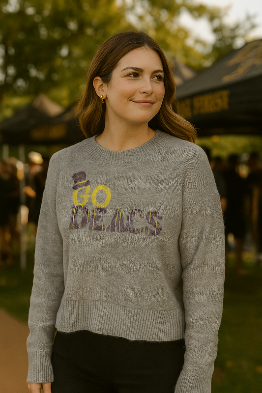 Licensed Game Day Sweater, Crewneck Gray, Wake Forest Go Deacs