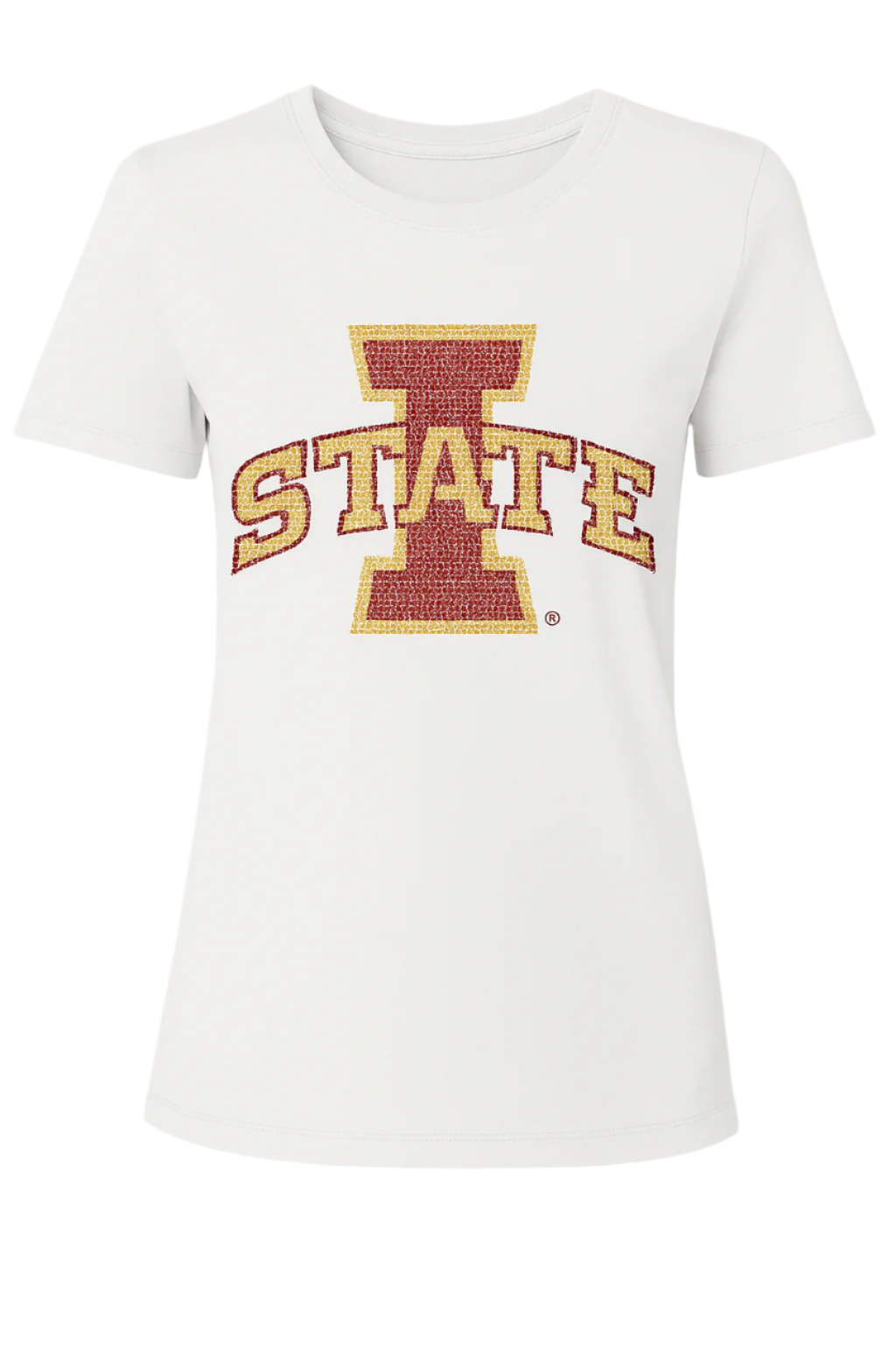 Iowa State Large I State White Crewneck Short Sleeve T-Shirt