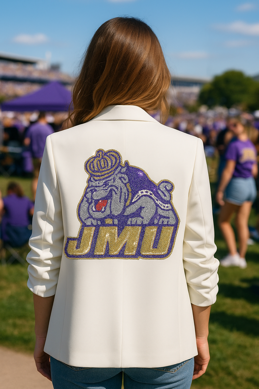Licensed Game Day, White Blazer, JMU Duke