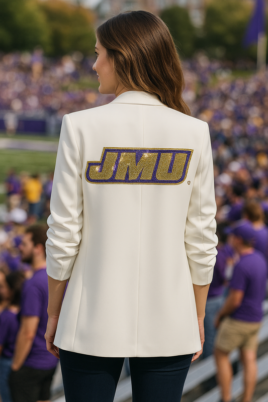 Licensed Game Day, White Blazer, JMU Logo