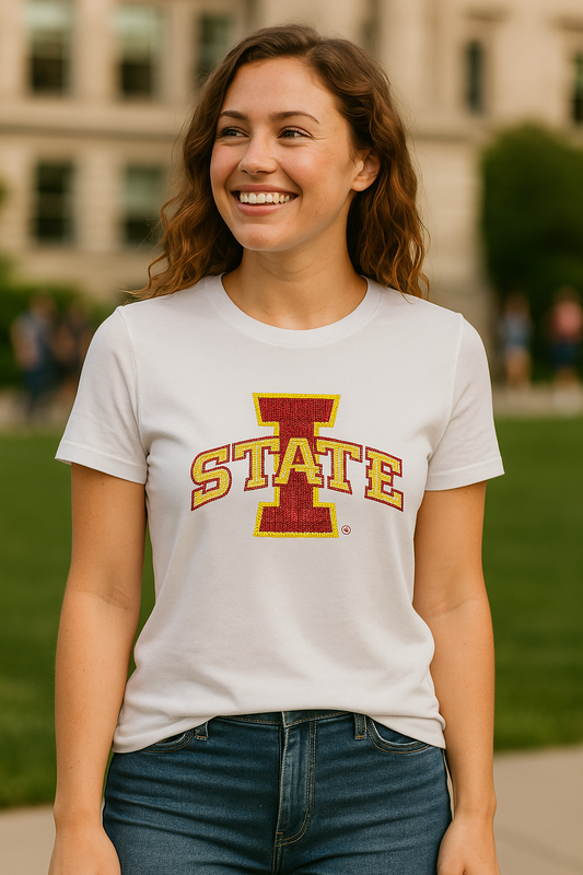 Licensed Game Day T-Shirt, Crewneck White, Iowa State Large I State