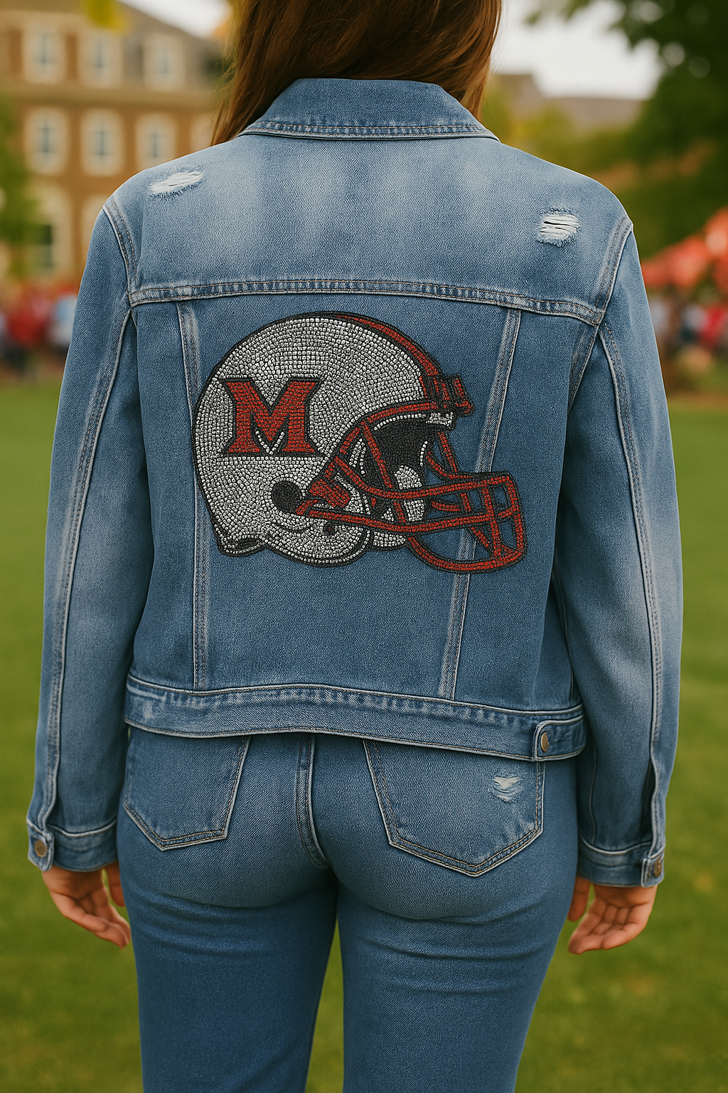 Game Day Jacket, Blue Denim, Miami of Ohio Helmet