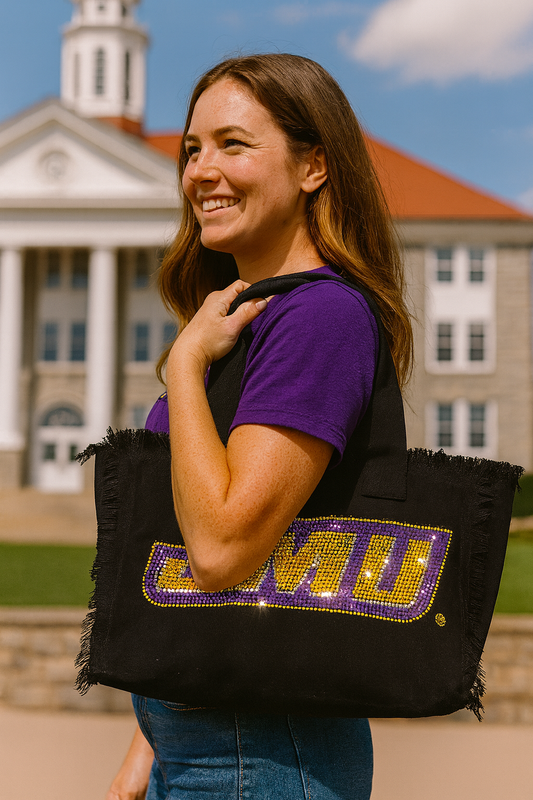 Black Canvas Tote Bag, JMU Logo