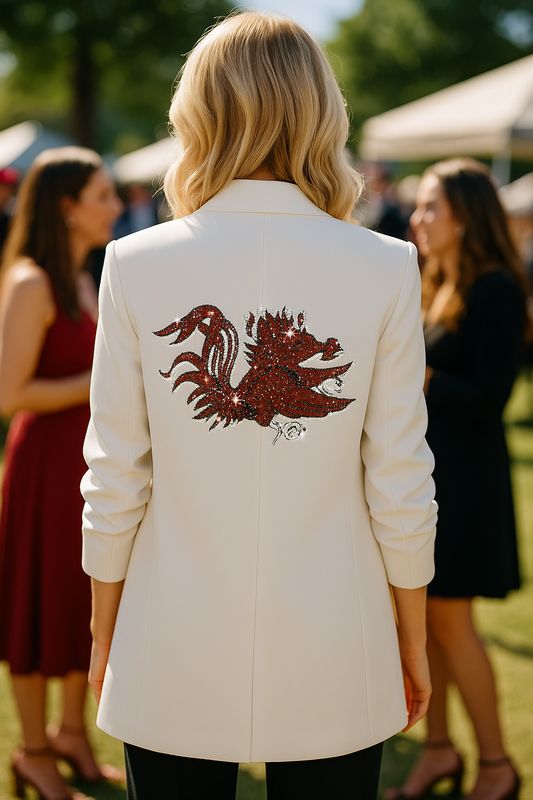 Licensed Game Day, White Blazer, Univ of South Carolina Medium Gamecock
