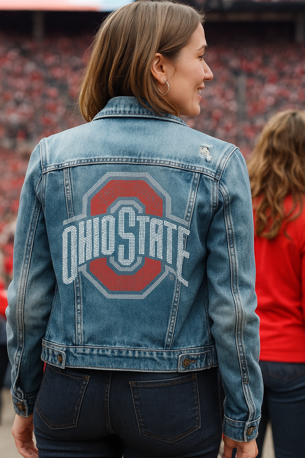 Licensed Game Day Jacket, Blue Denim, Ohio State O Red