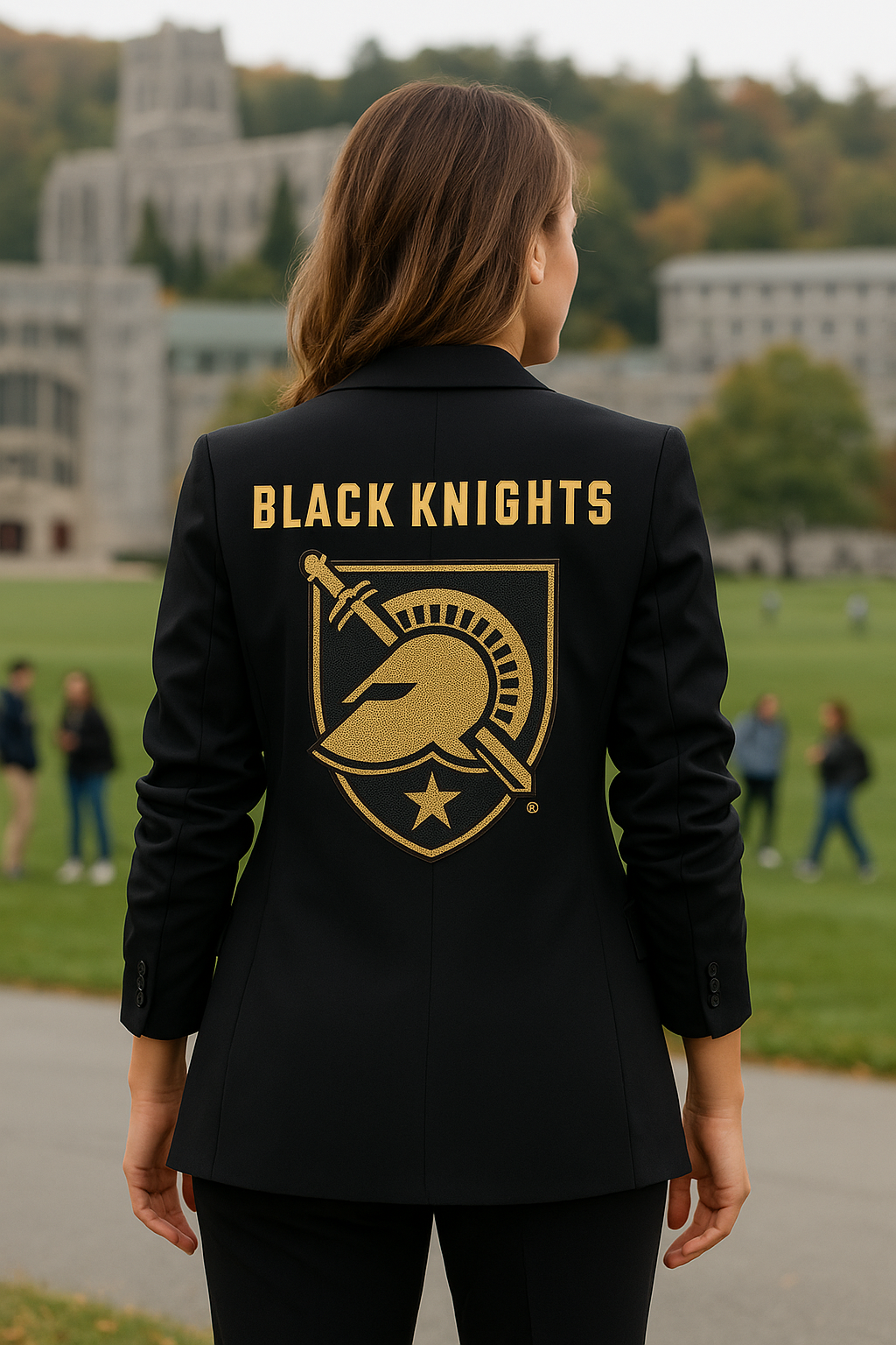 Licensed Game Day Blazer, Black Ruched, Army West Point Black Knights Shield