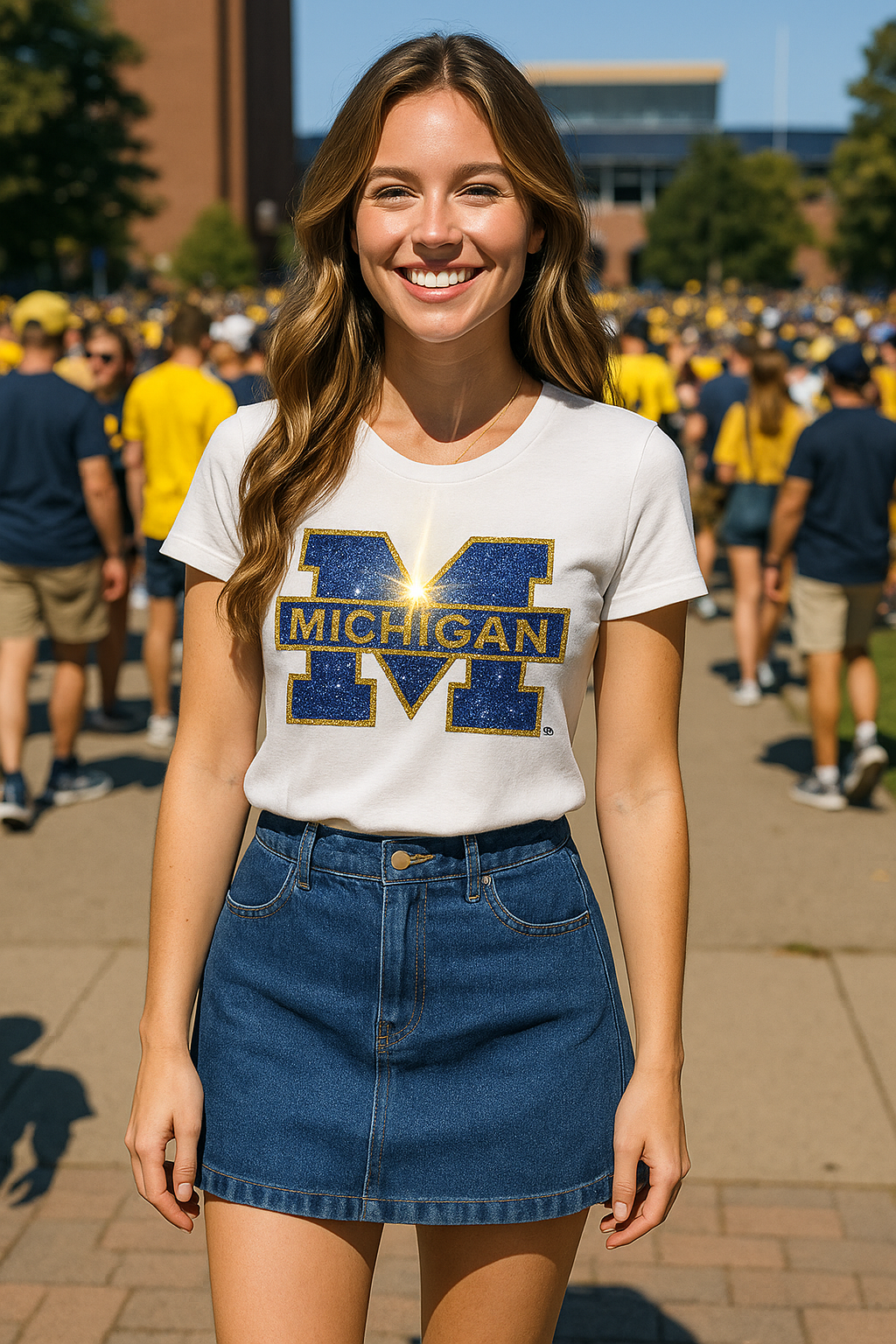 Licensed Game Day T-Shirt, Crewneck White, University of Michigan Block M