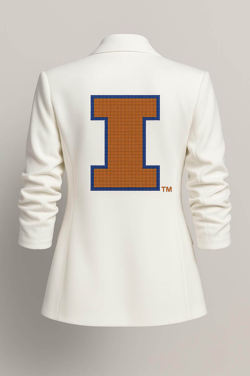 Licensed Game Day Blazer, White Ruched, Univ of Illinois Block I