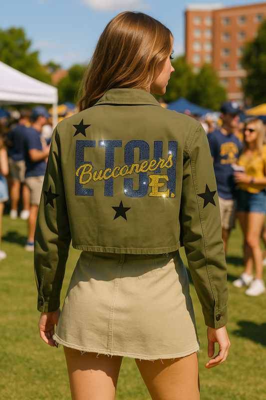 Licensed Game Day Shacket, Army Green, East Tennessee State ETSU Buccaneers