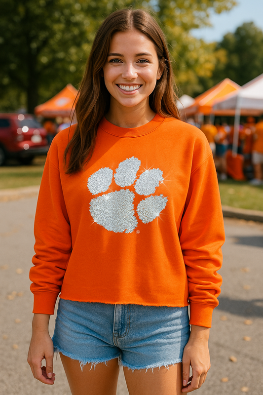 Licensed Game Day Sweatshirt, Orange, Clemson Large Paw