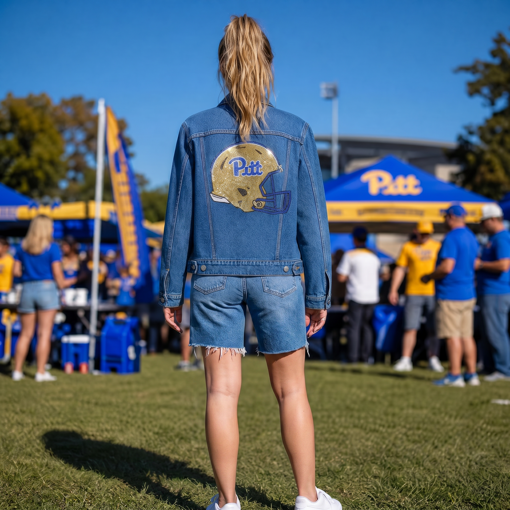 University of Pittsburgh Helmet Blue Denim Jacket
