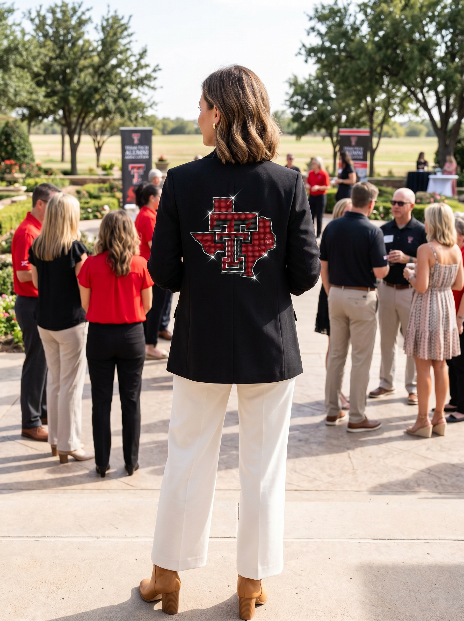 Texas Tech Double T State Black Ruched Sleeve Blazer