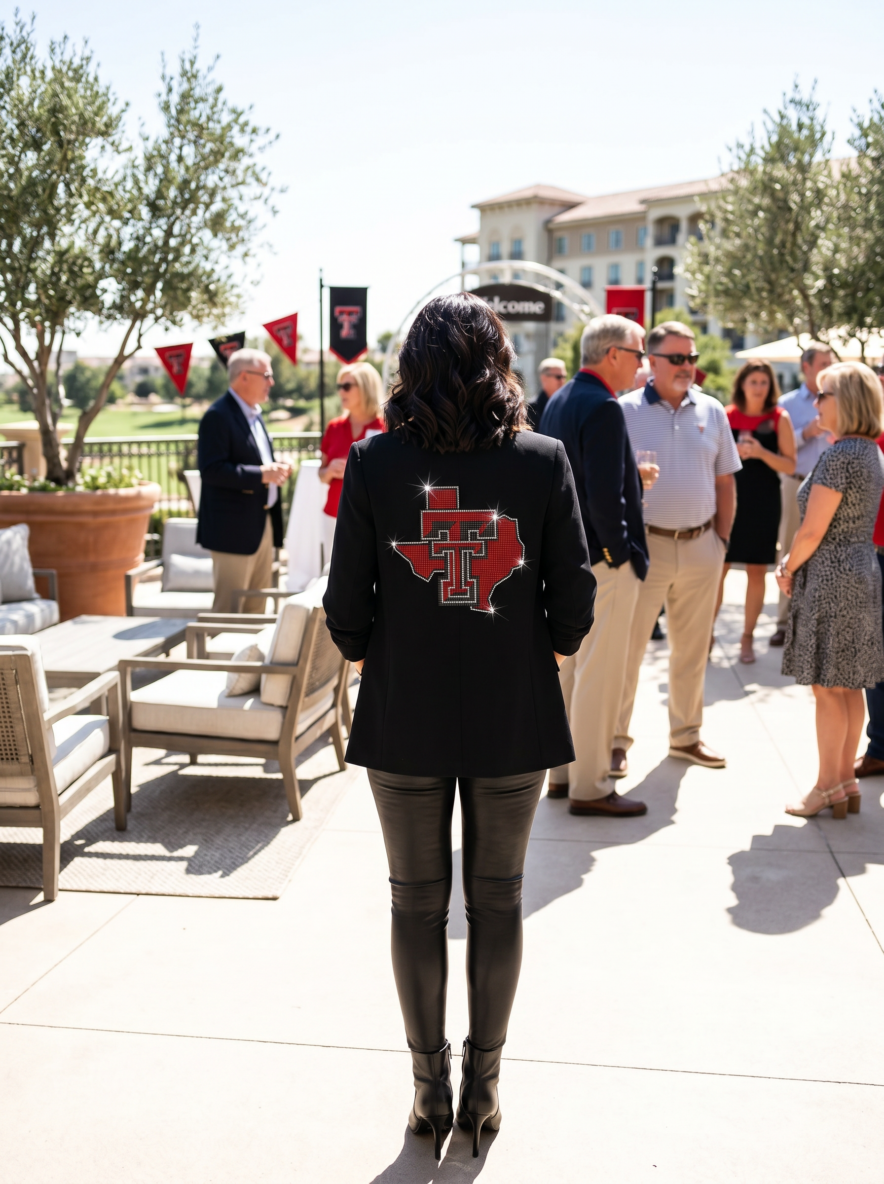 Texas Tech Double T State Black Ruched Sleeve Blazer