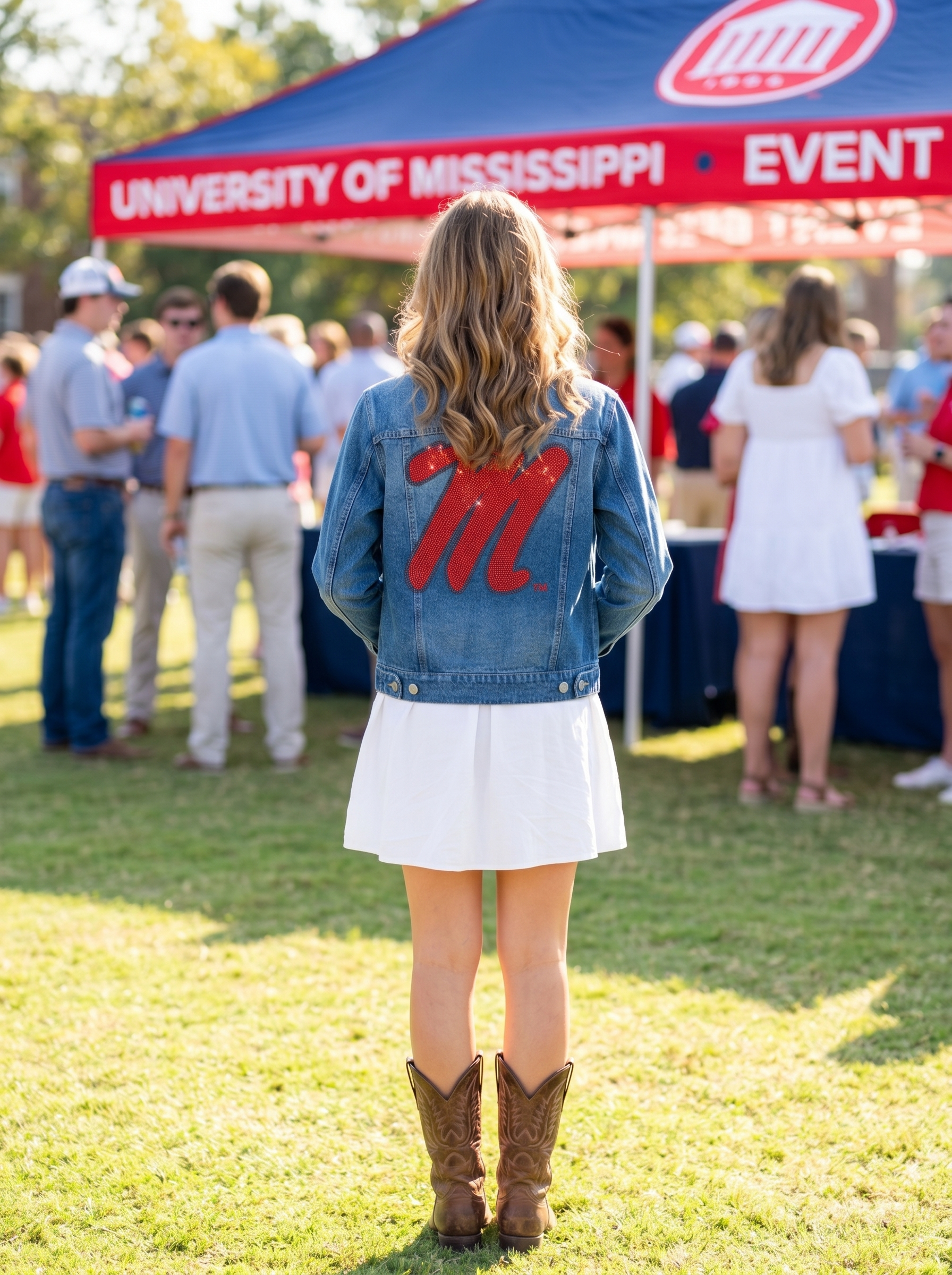University of Mississippi Script M Logo Blue Denim Jacket
