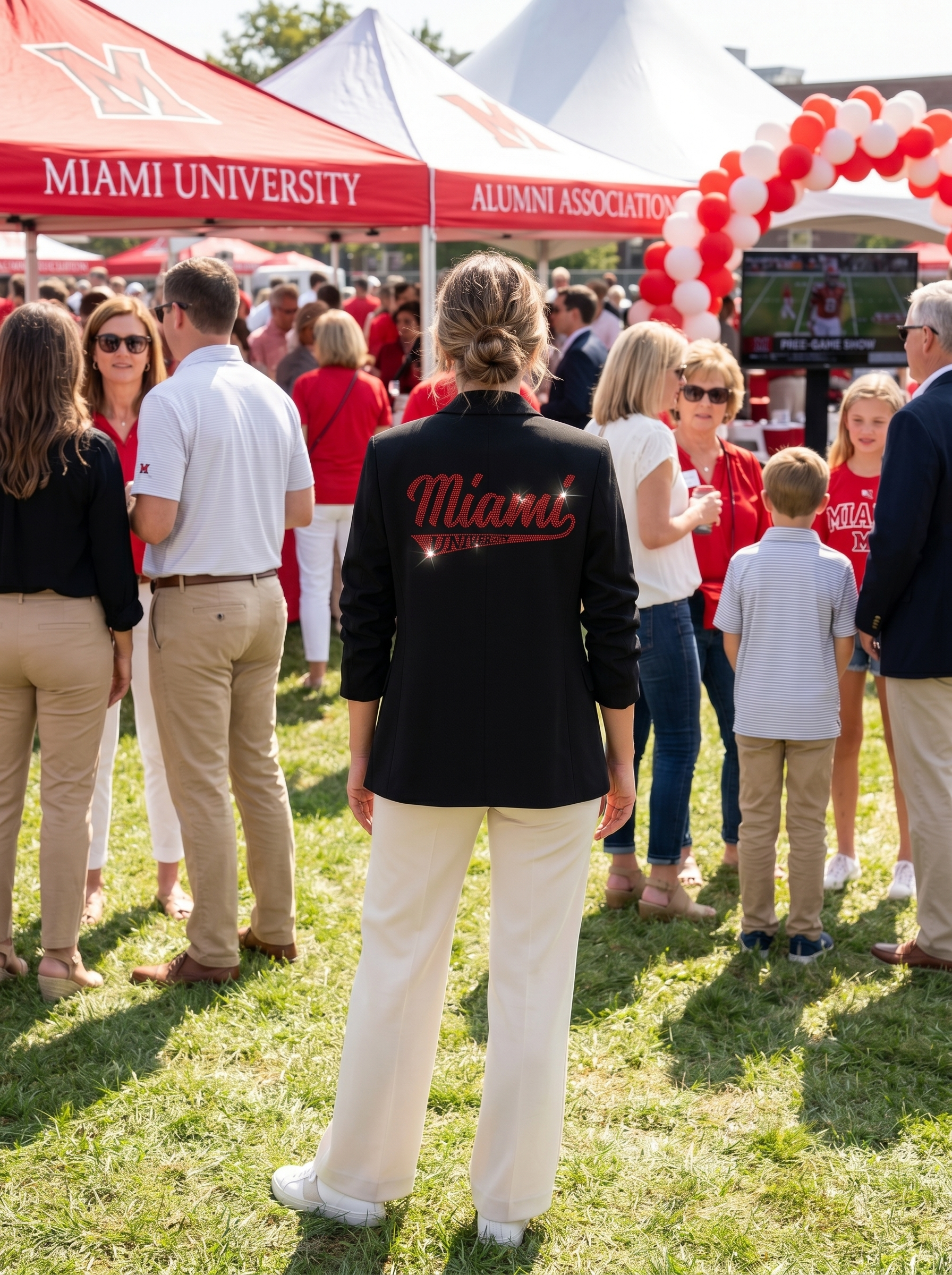 Miami of Ohio Script Black Ruched Sleeve Blazer