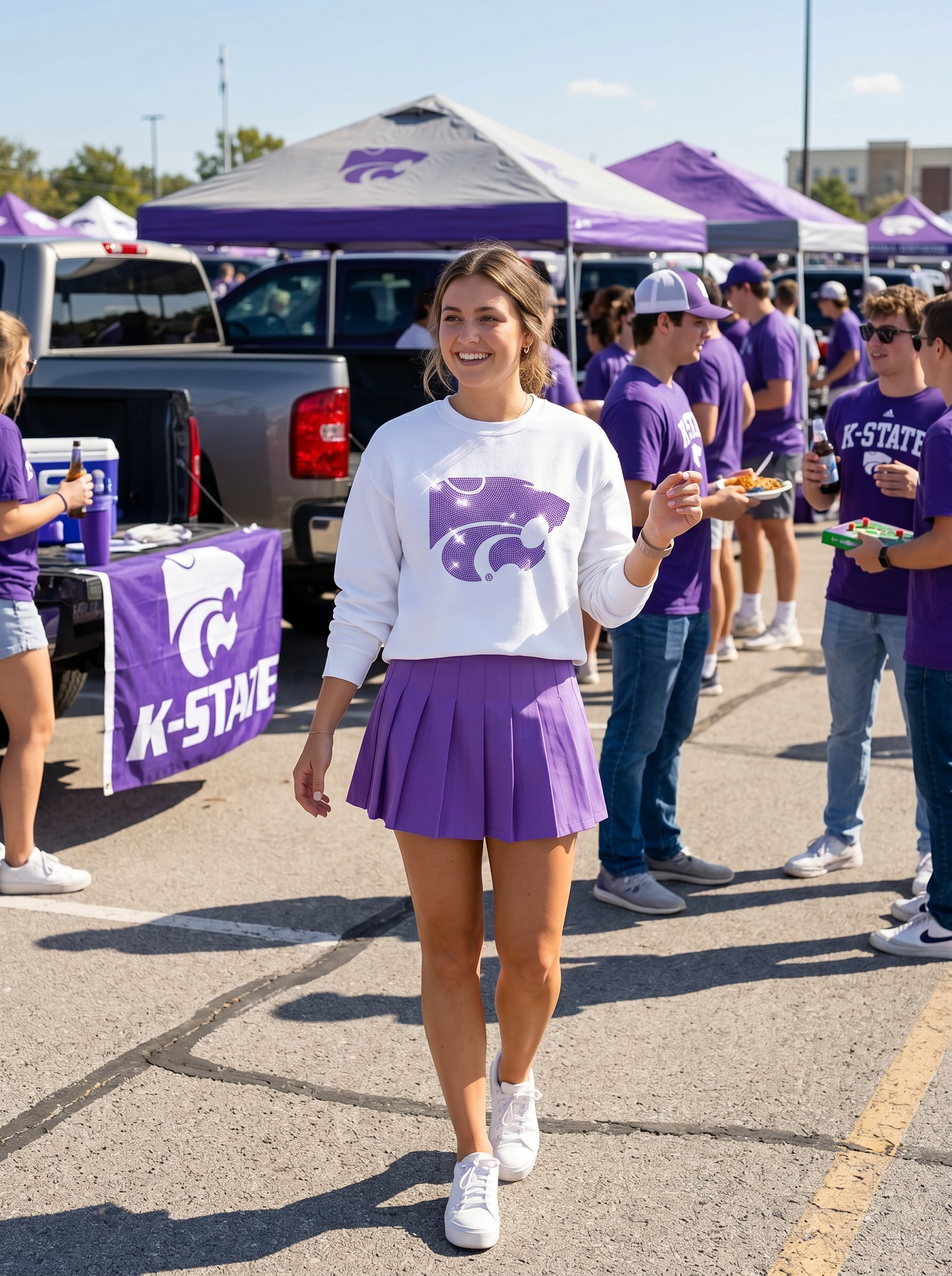 Kansas State Powercat White Crewneck Sweatshirt