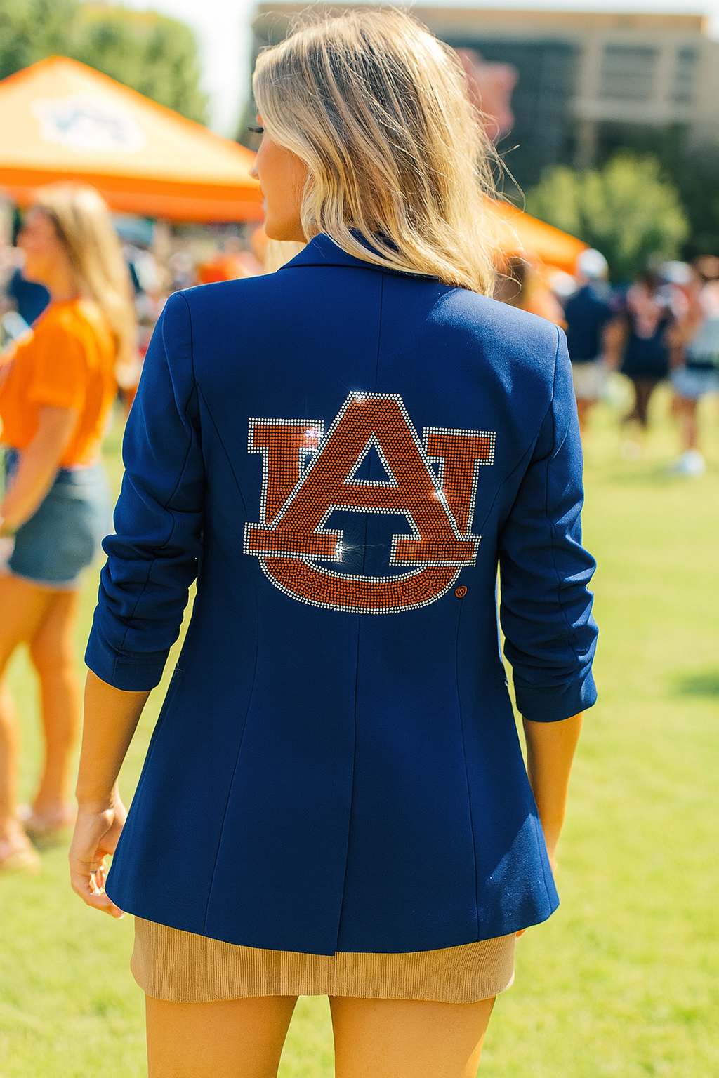 Licensed Game Day Blazer, Navy Ruched, Auburn Univ Orange AU