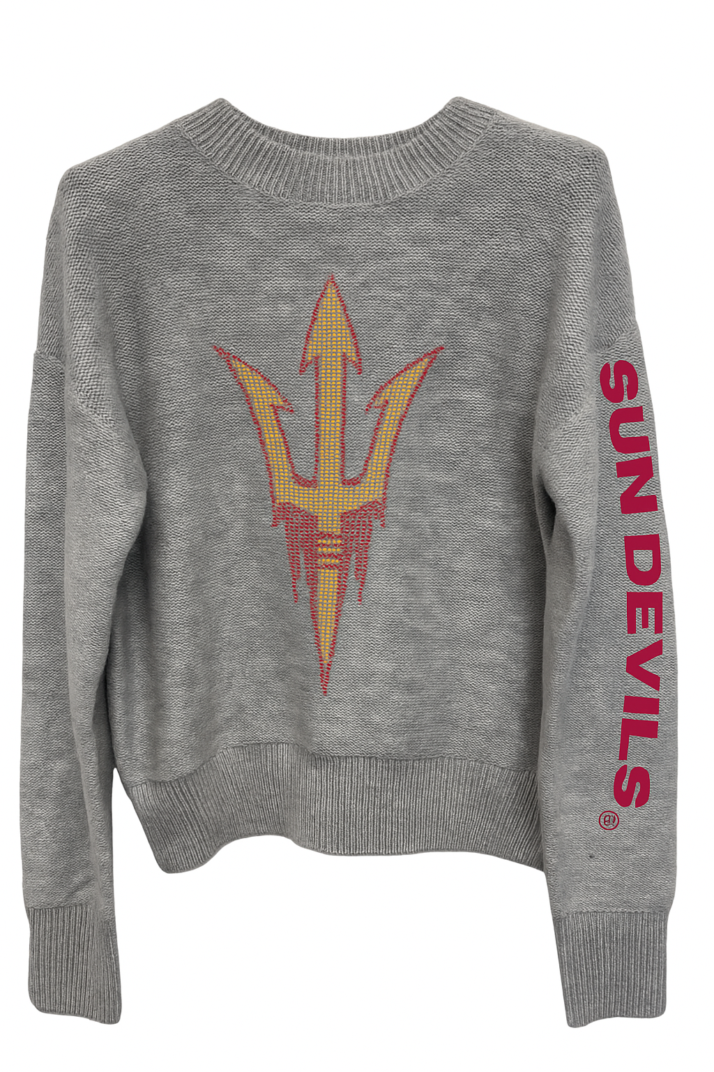 Licensed Game Day Sweater, Crewneck Gray, Arizona State Sun Devils Fork