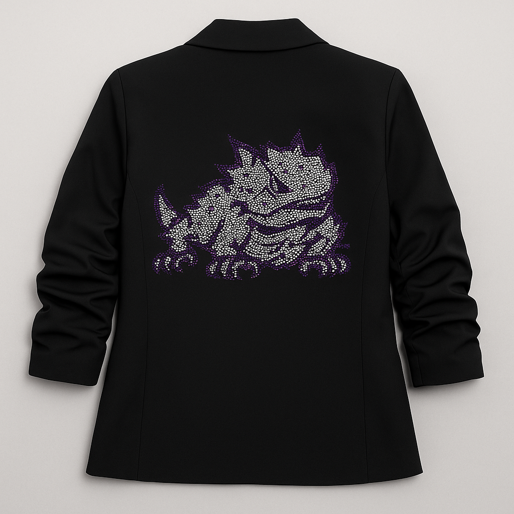 TCU Horned Frog Black Ruched Sleeve Blazer