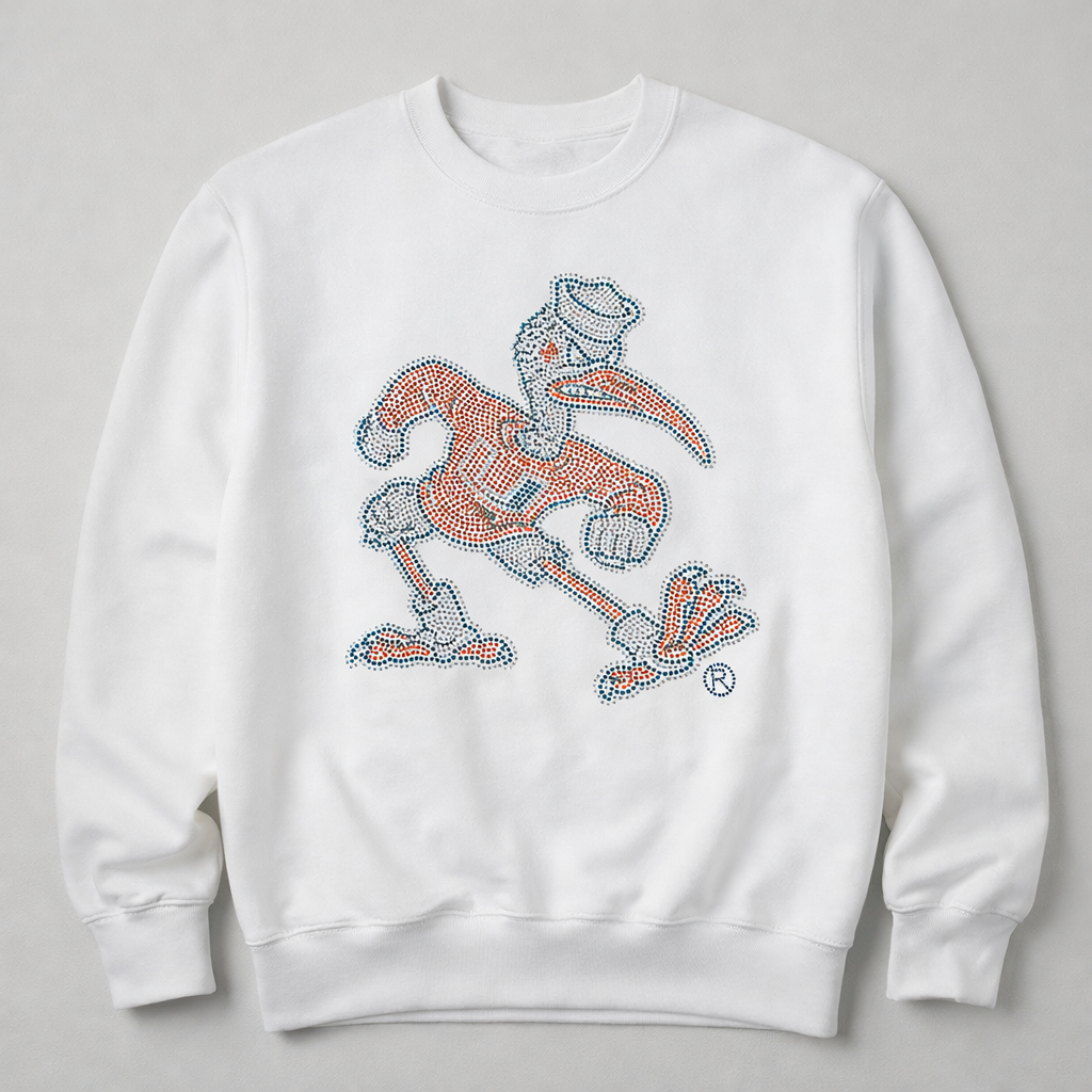 University of Miami Canes Sebastian White Crewneck Sweatshirt