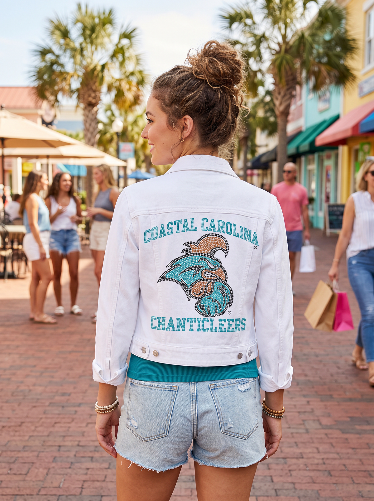 Coastal Carolina Mascot Chanticleers White Denim Jacket