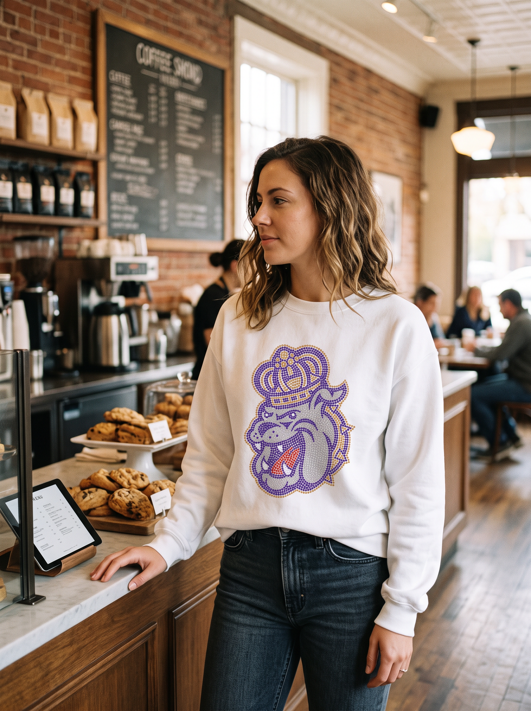 James Madison Duke White Crewneck Sweatshirt