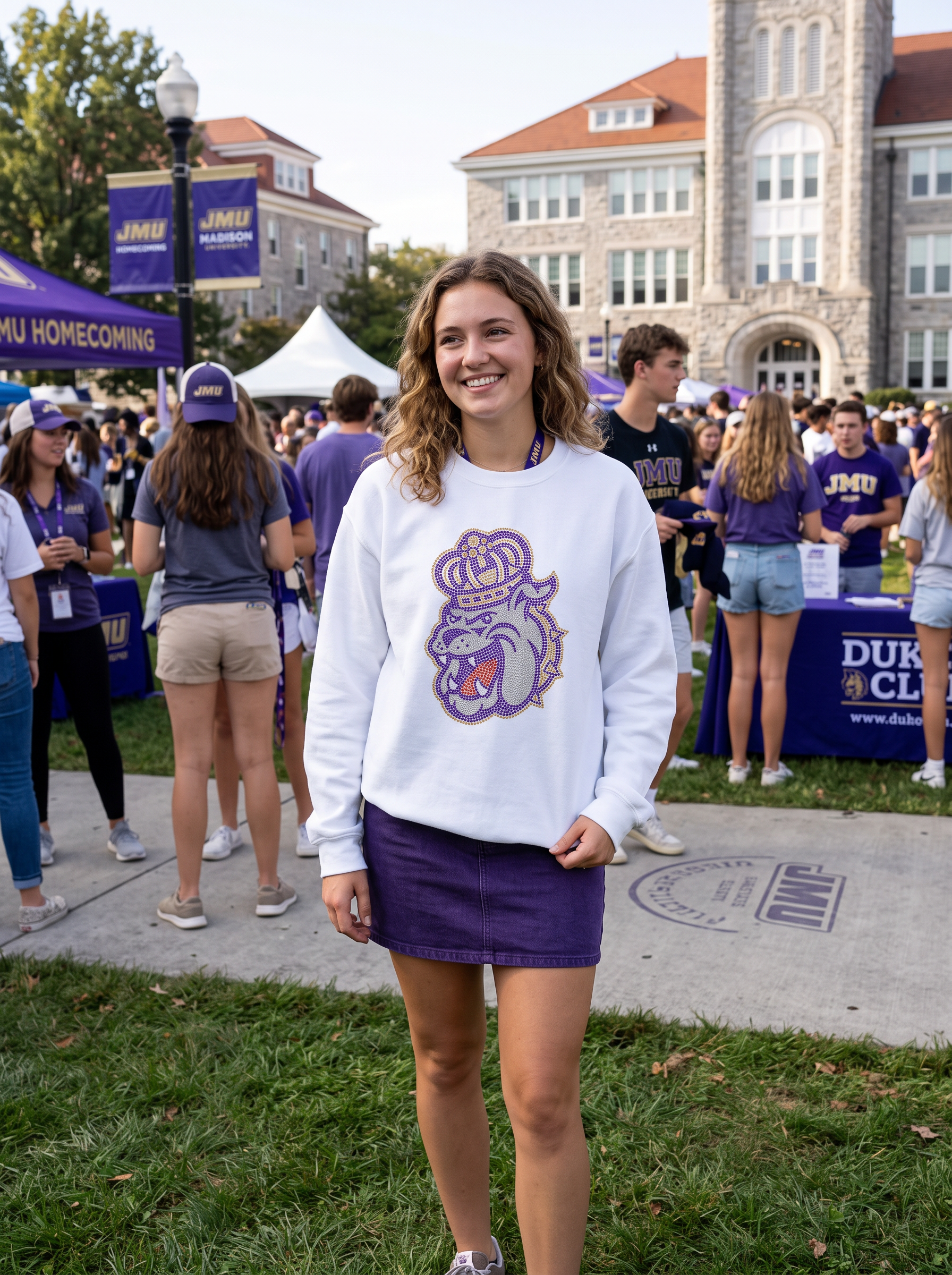 James Madison Duke White Crewneck Sweatshirt