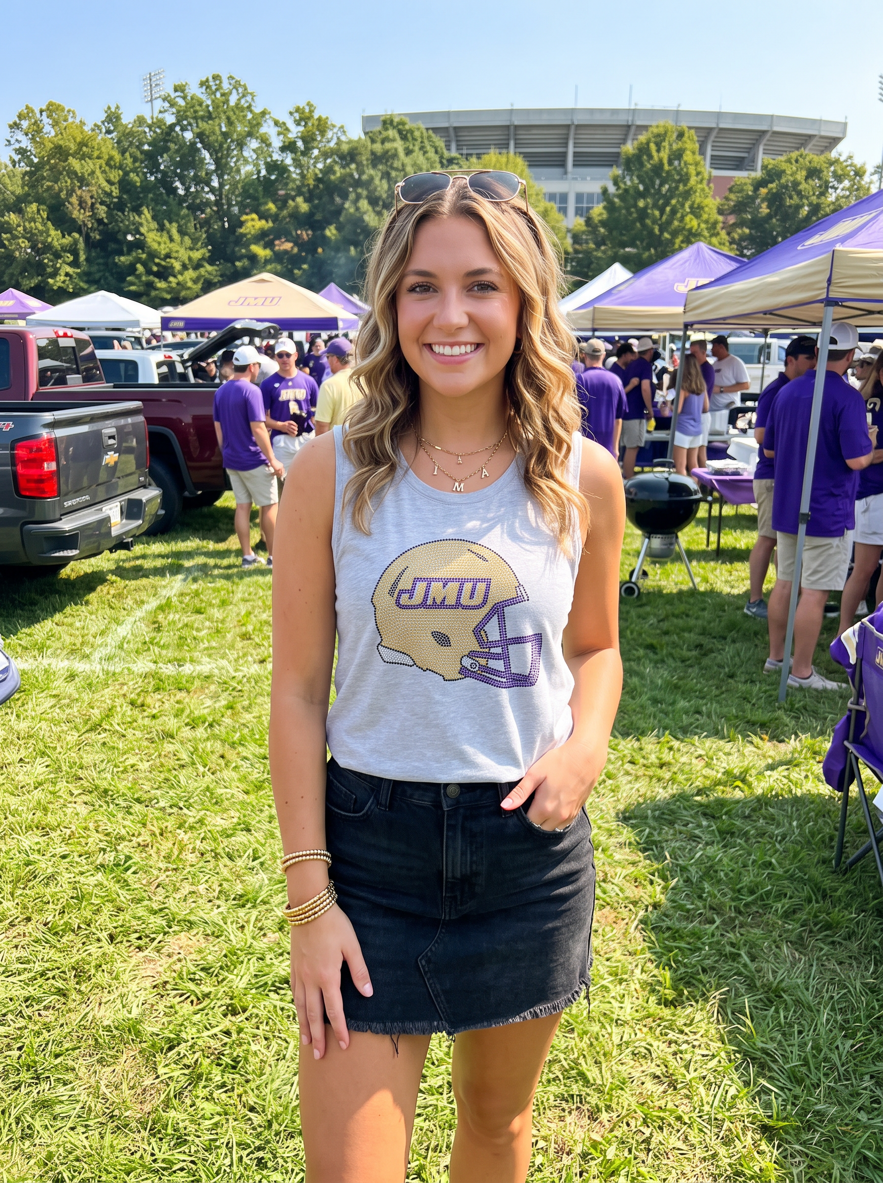 James Madison Helmet Gray Tank Top