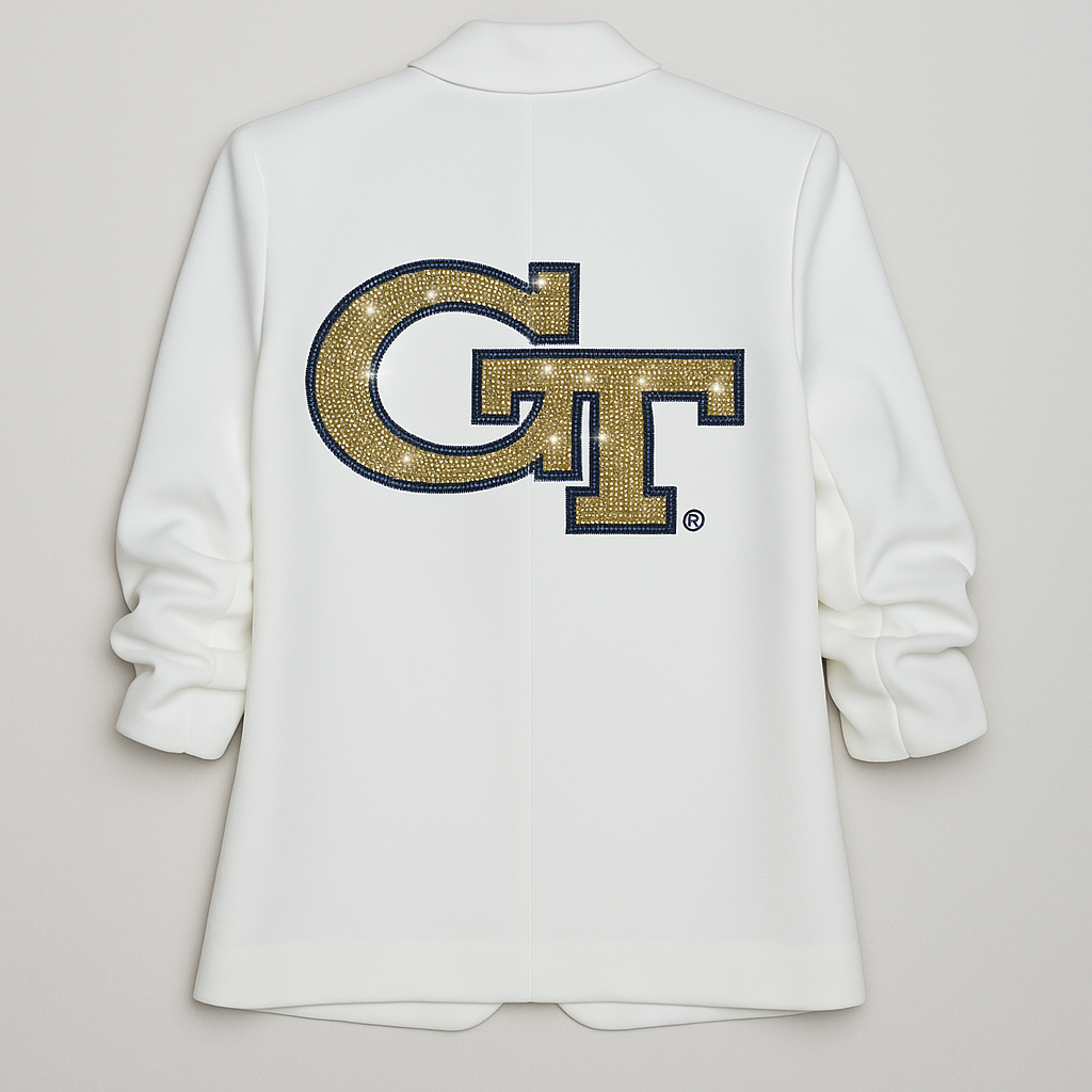 Licensed Game Day Blazer, Ruched White, Georgia Tech GT