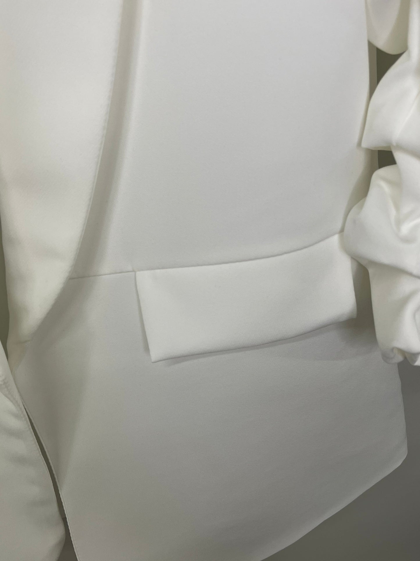Blazer, Ruched Sleeve w/ Seam, White