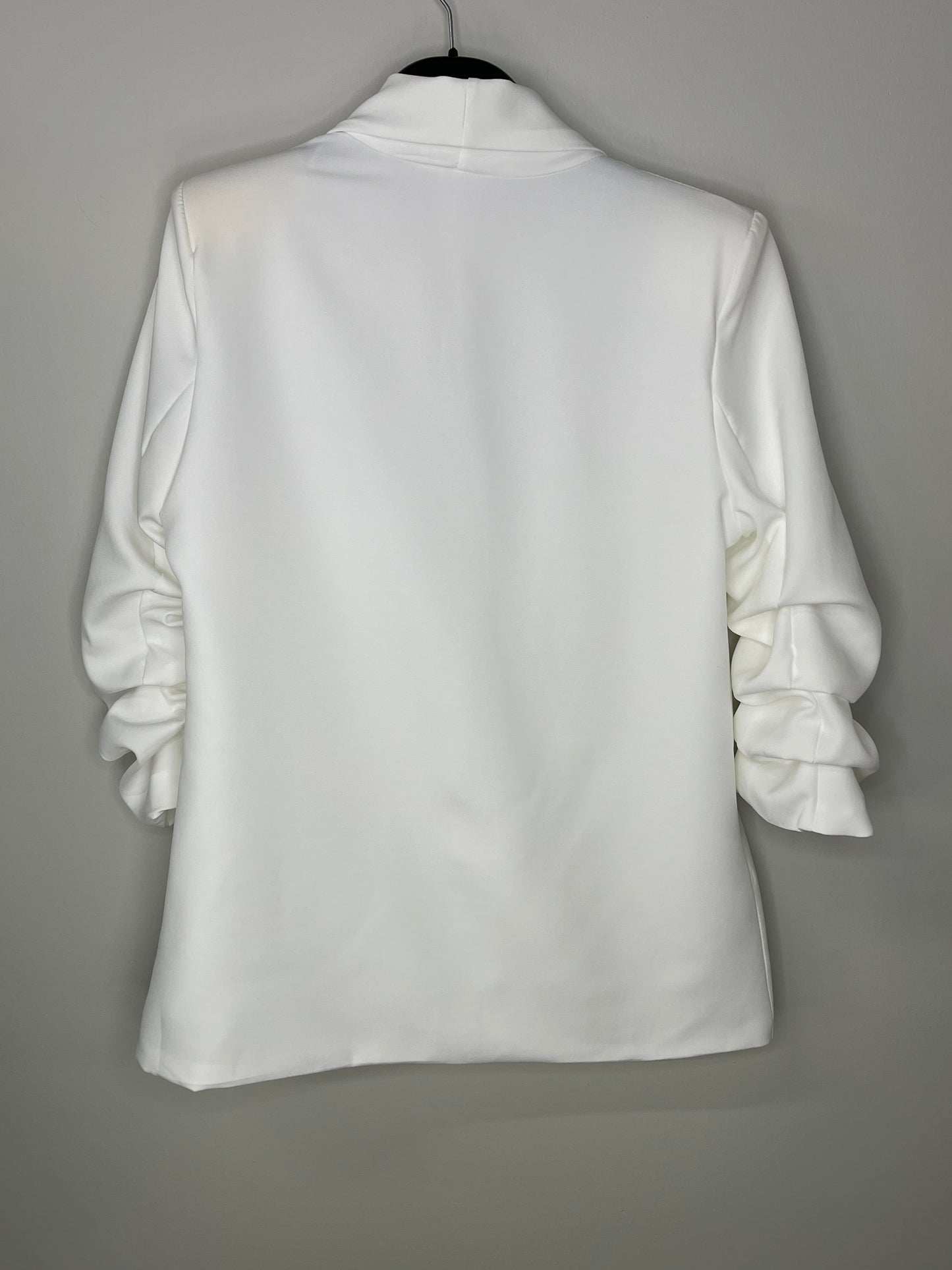 Blazer, Ruched Sleeve w/ Seam, White