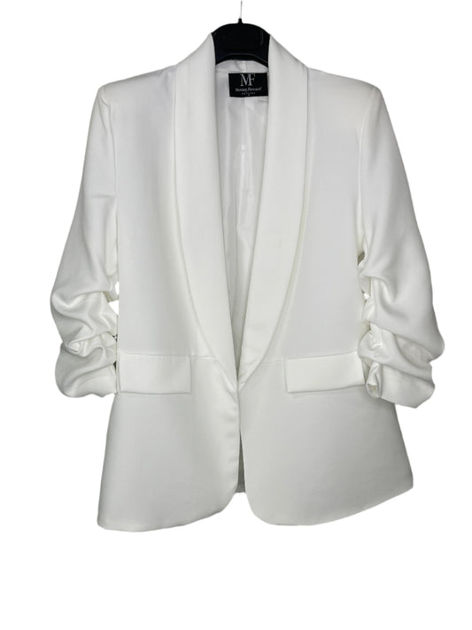 Blazer, Ruched Sleeve w/ Seam, White