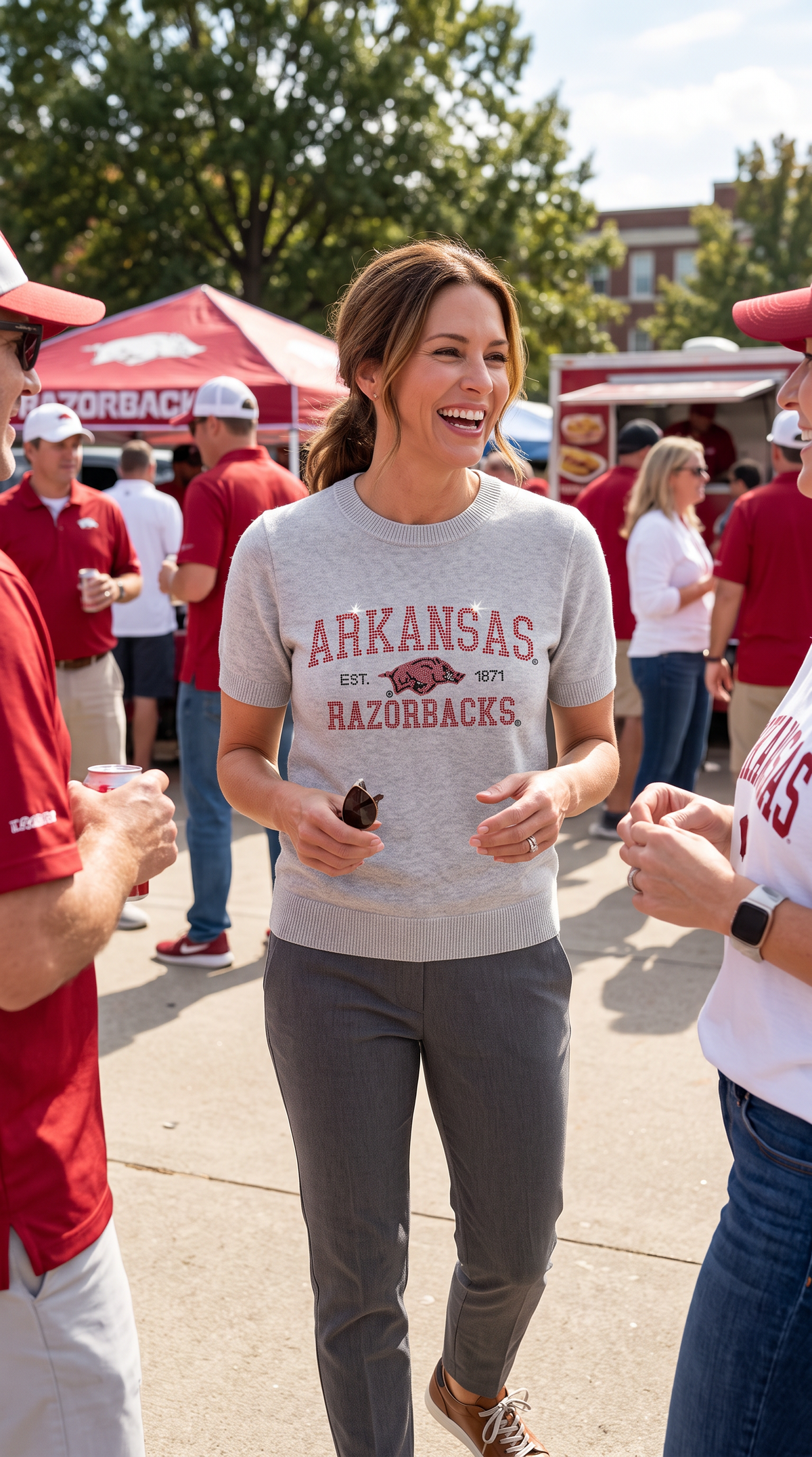 University of Arkansas Razorbacks Est. 1871 Gray Short Sleeve Sweater