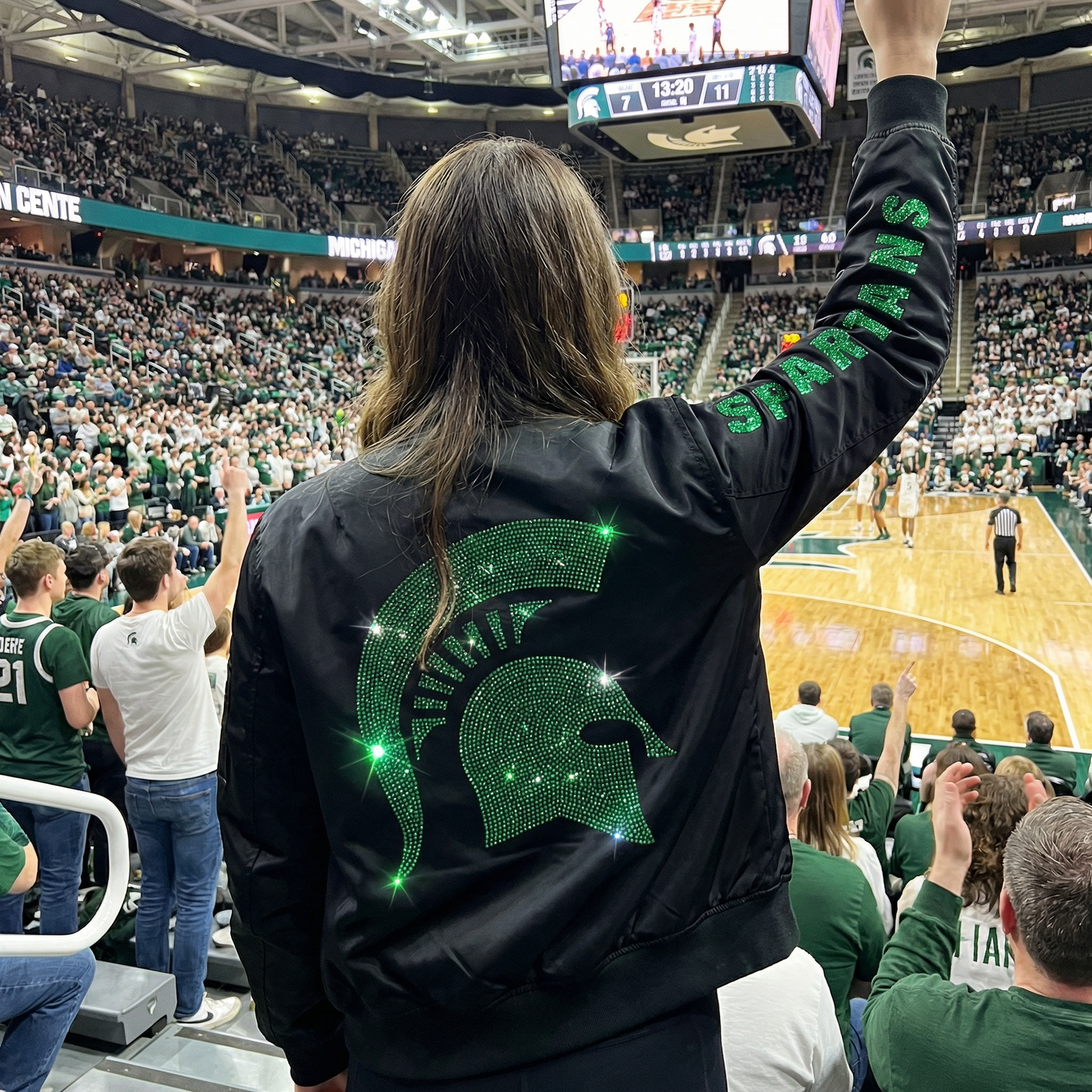 Michigan State Spartans Helmet Black Bomber